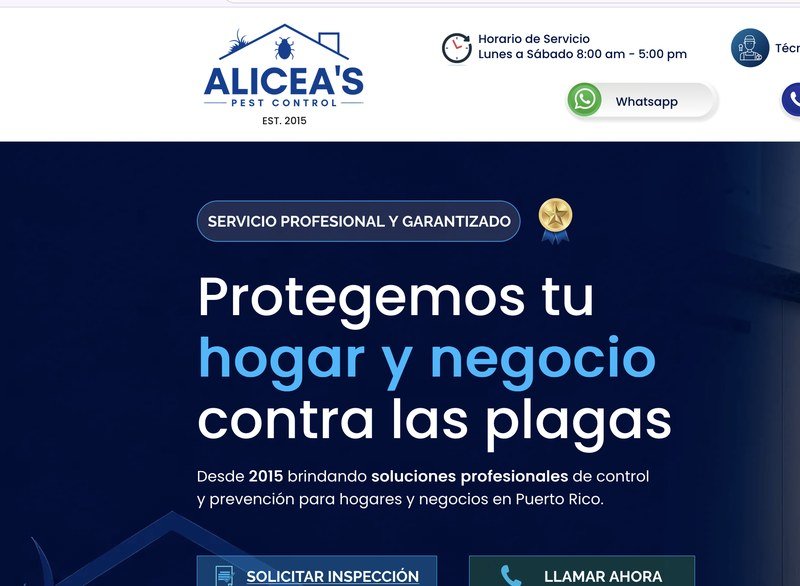 Alicea's Pest Control Website Design by LINKA Systems